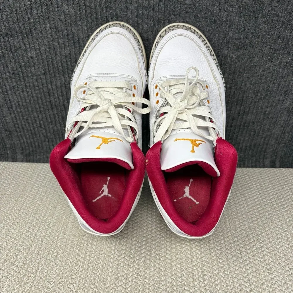 Nike Air Jordan 3 Retro Cardinal Red White Shoes Mens 9 CT8532-126